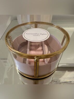 NWT Samantha Pynn Home Glass & Gold Jewelry Box - Blush Pink